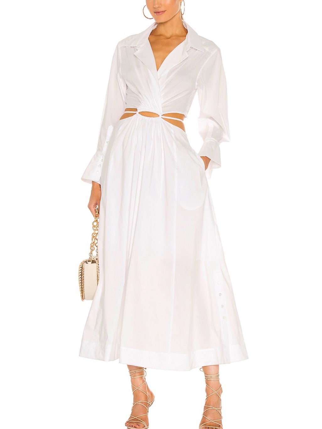 Nwt Jonathan Simkhai White Cutout Maxi Shirt Dress